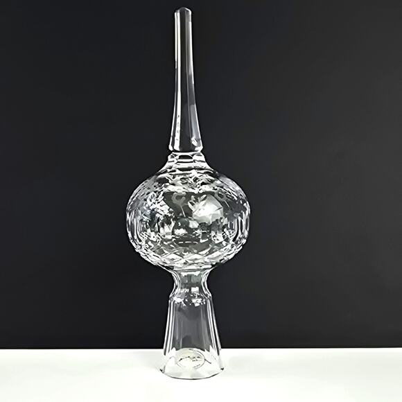 10" Etched Cut Crystal Christmas Tree Topper Vintage Rogaska Gallia - Picture 1 of 7